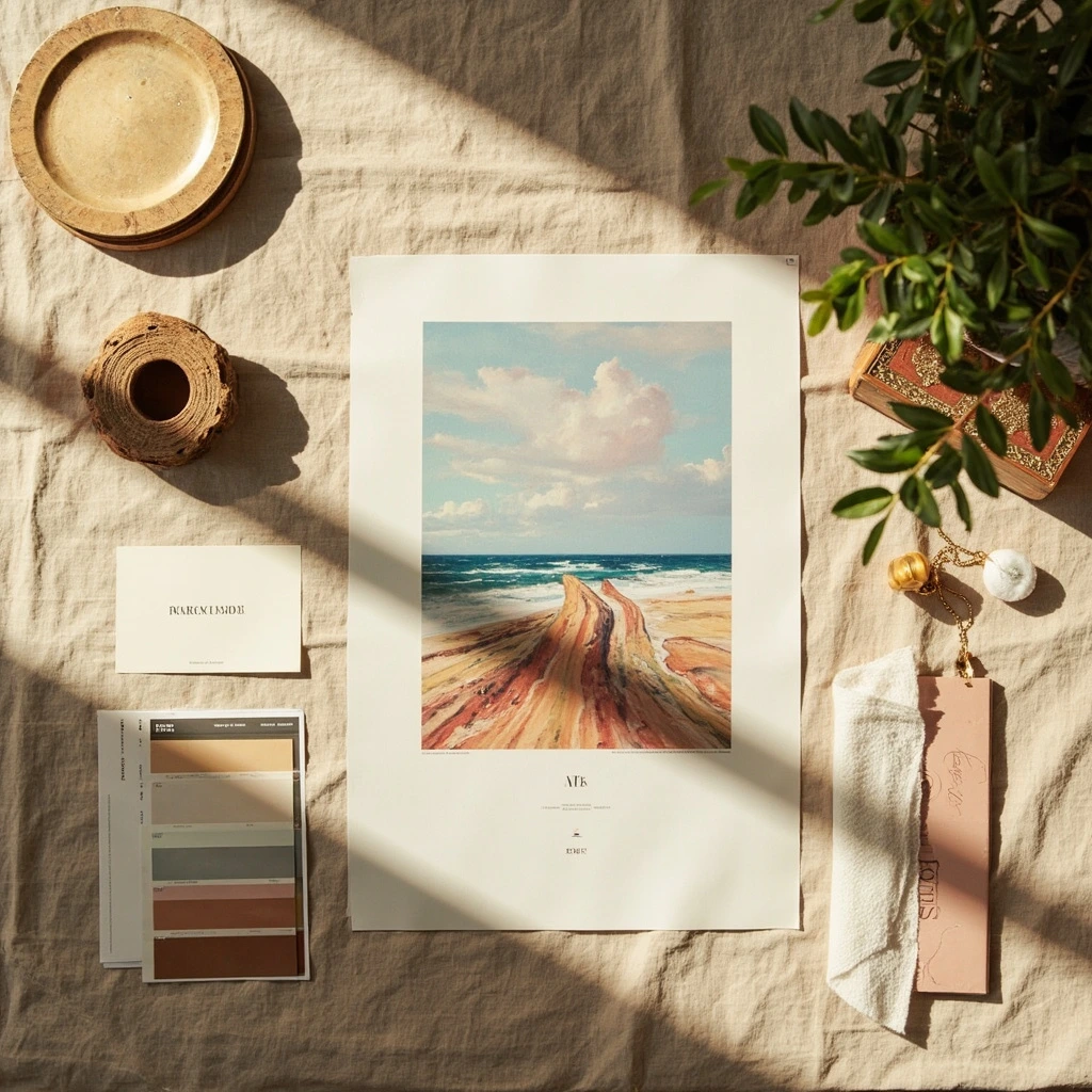 Artist's limited-edition print on linen with archival swatches